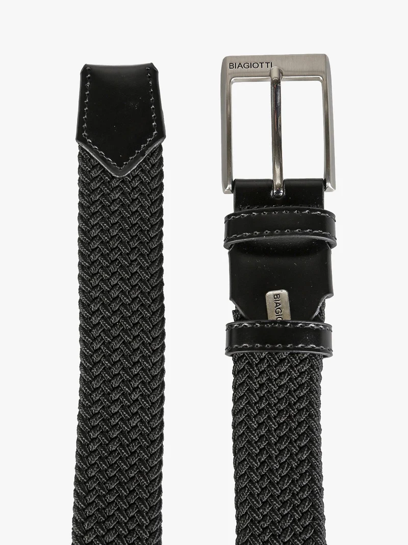 Cintura da uomo elasticizzata in corda - nero