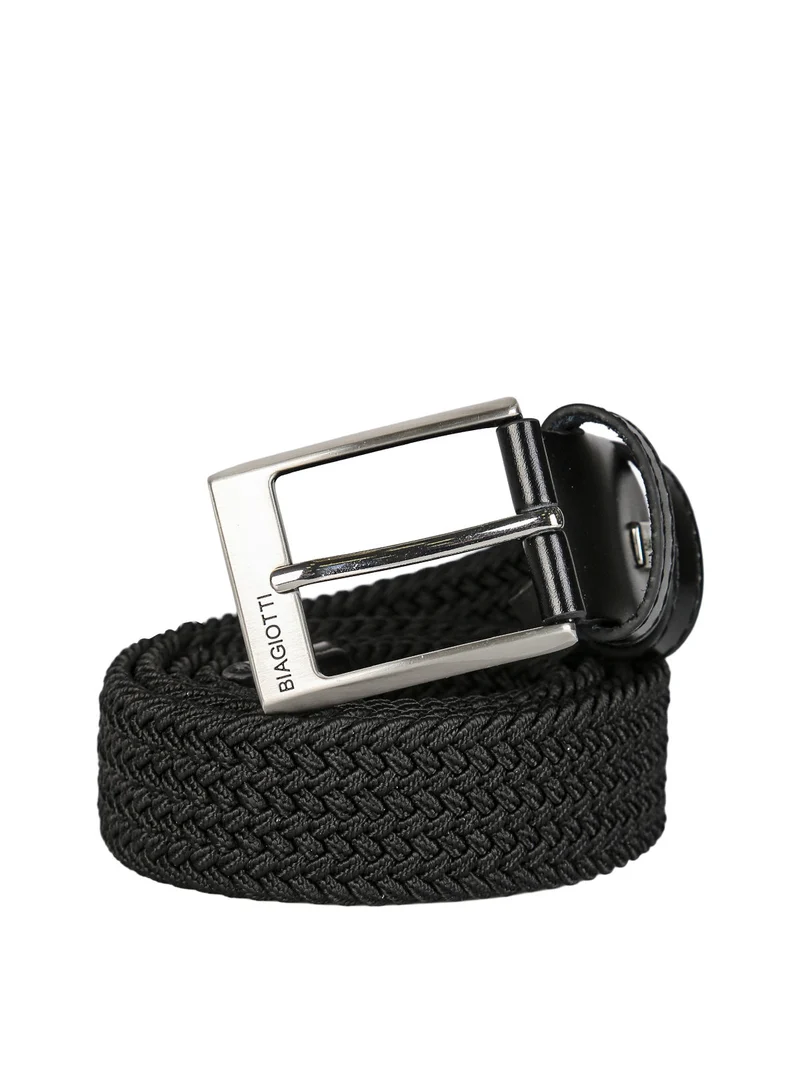 Cintura da uomo elasticizzata in corda - nero