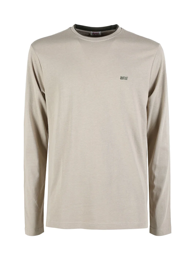 T-shirt uomo a maniche lunghe in cotone - sabbia