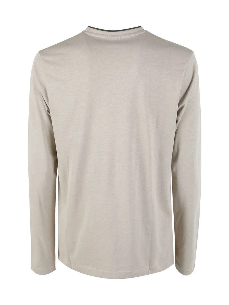 T-shirt uomo a maniche lunghe in cotone - sabbia