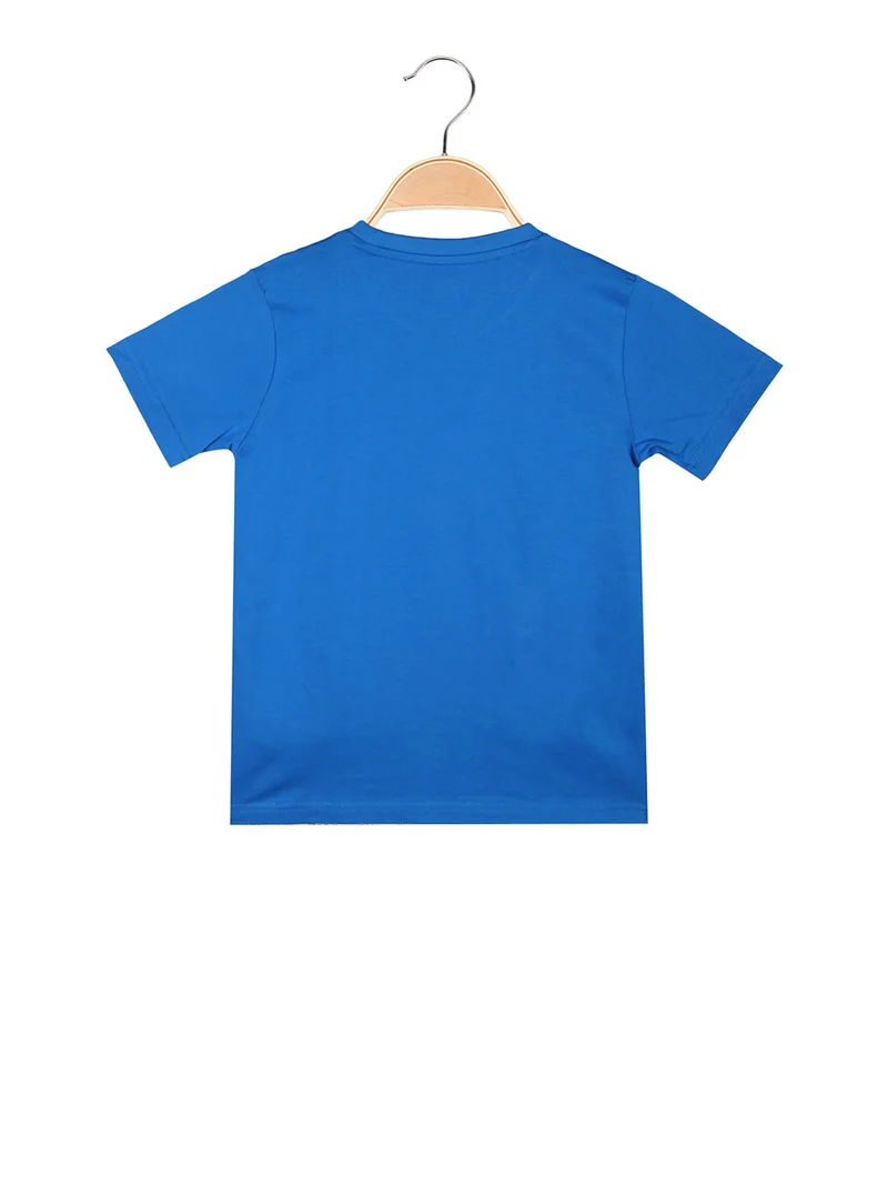 T-shirt da ragazzo in cotone con logo - blu