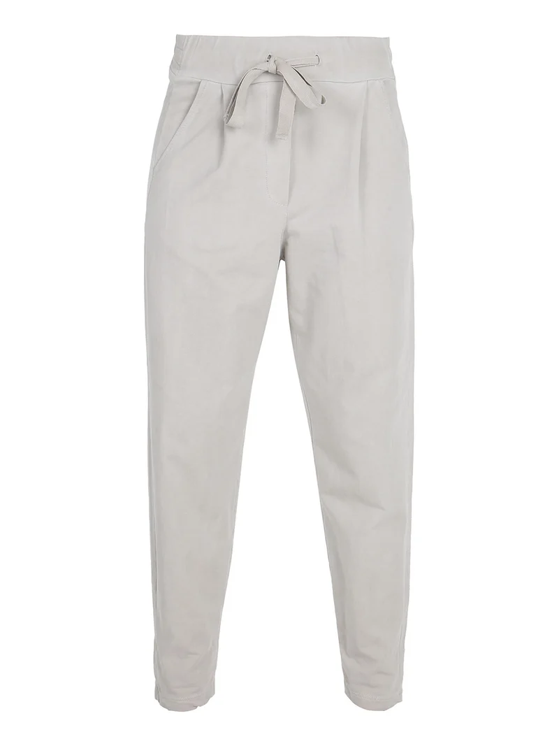 Pantaloni jogger da donna in cotone con coulisse - sabbia