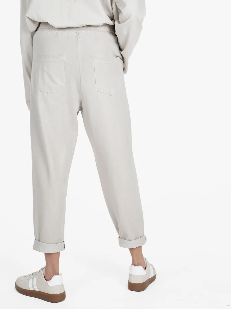 Pantaloni jogger da donna in cotone con coulisse - sabbia