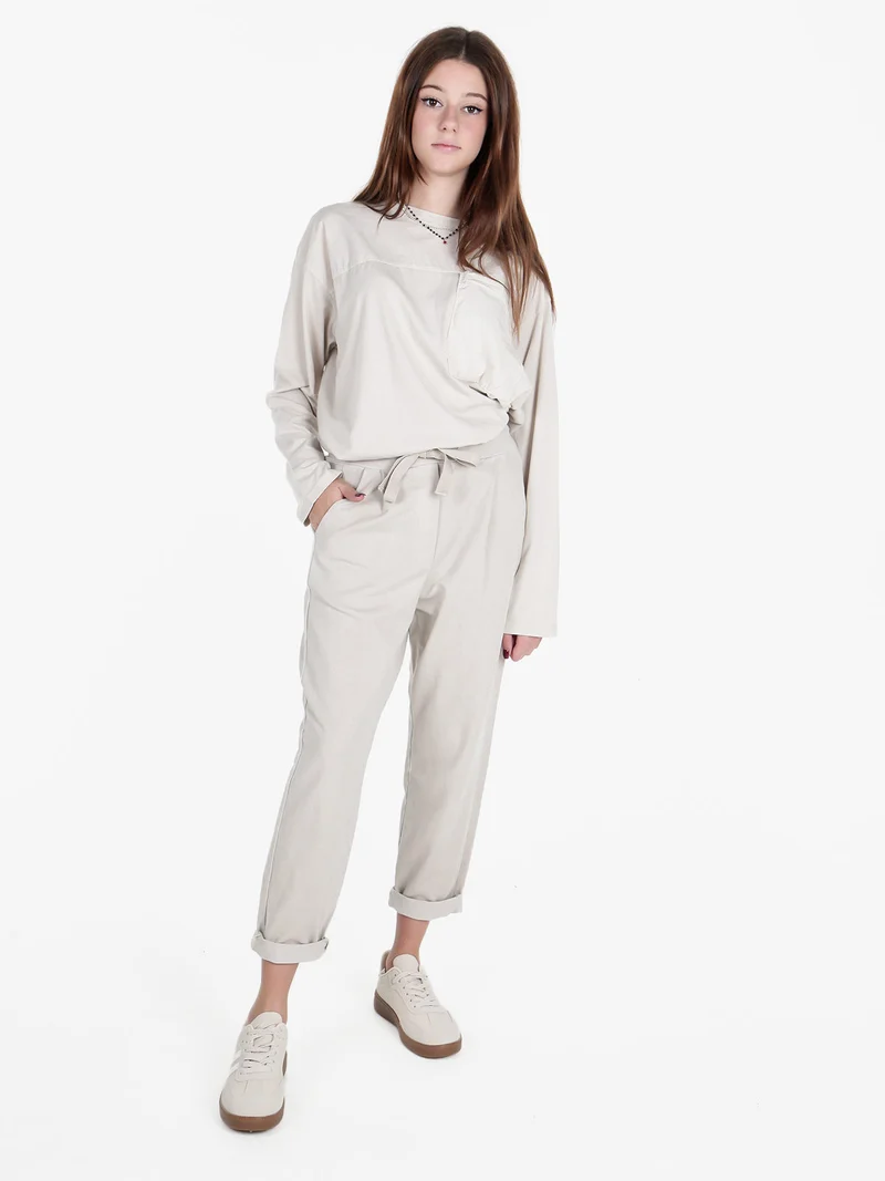 Pantaloni jogger da donna in cotone con coulisse - sabbia