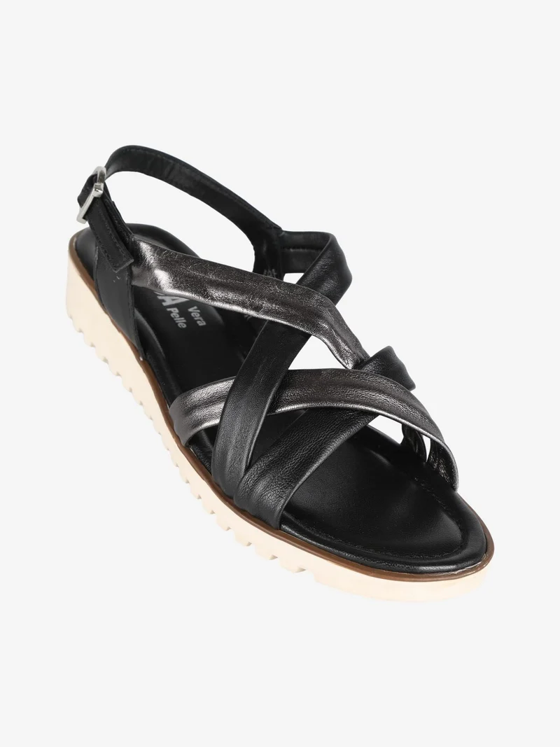 Sandali in pelle intrecciati donna - nero
