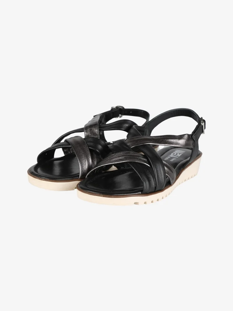 Sandali in pelle intrecciati donna - nero