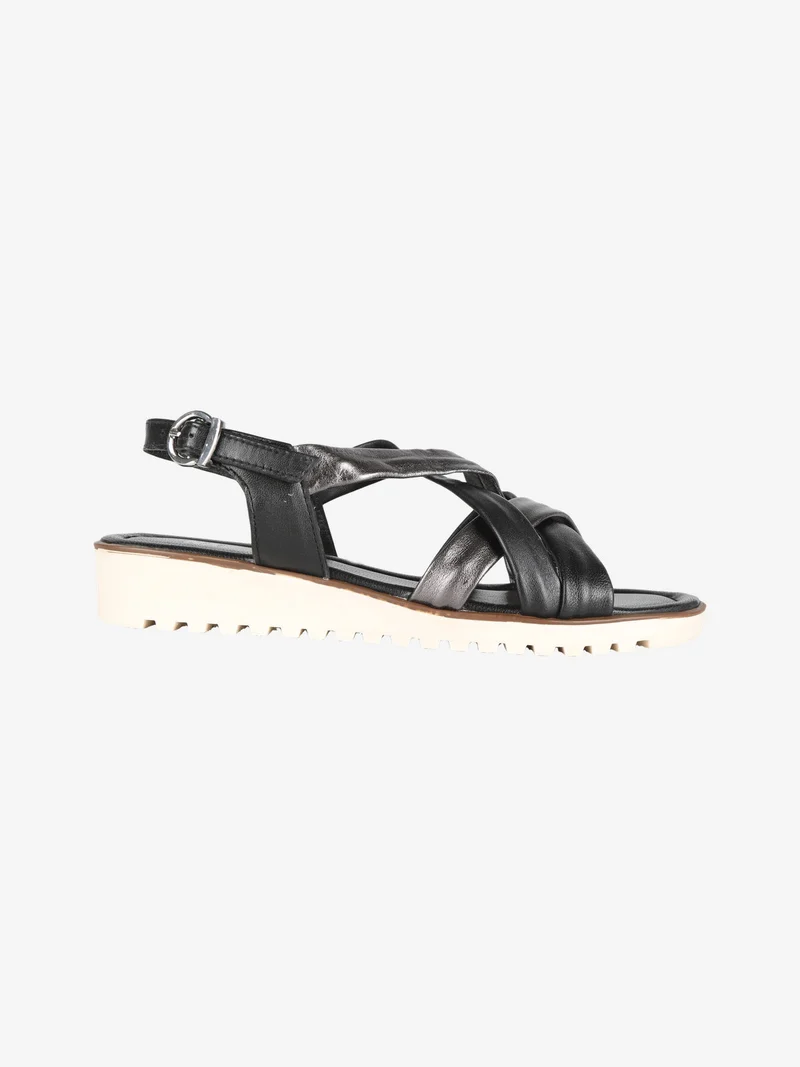 Sandali in pelle intrecciati donna - nero