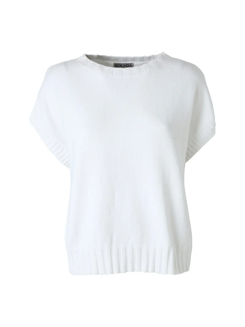 Maglione donna oversize a maniche corte - bianco