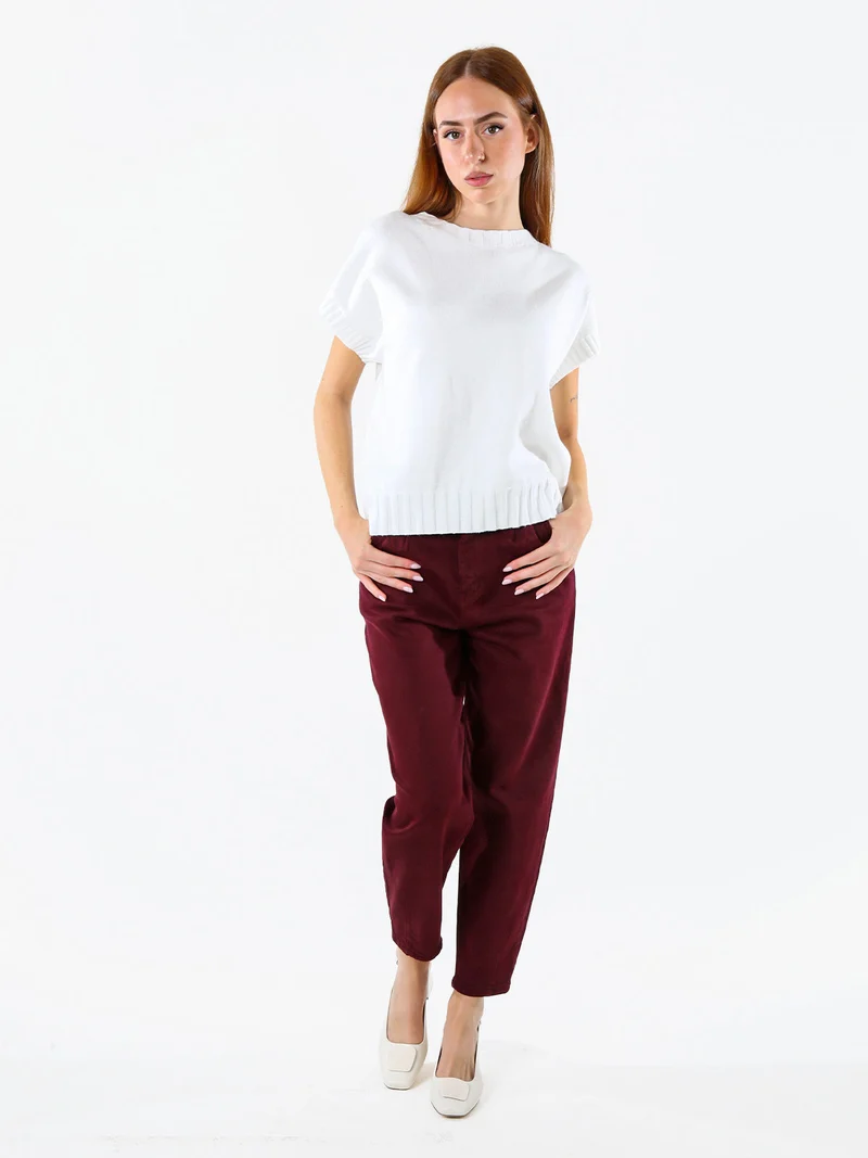 Maglione donna oversize a maniche corte - bianco