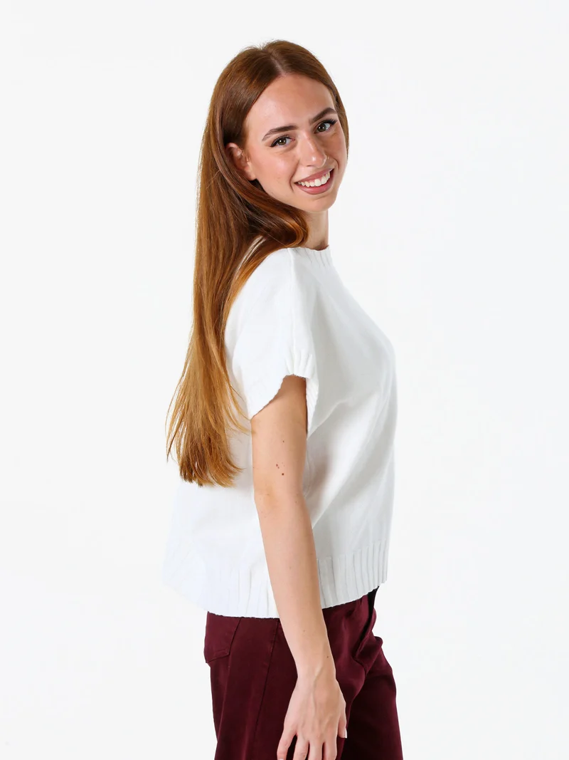 Maglione donna oversize a maniche corte - bianco