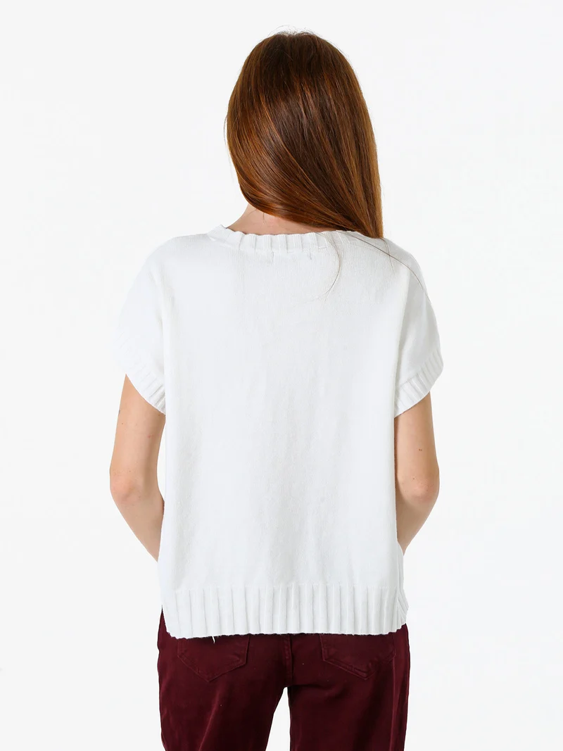 Maglione donna oversize a maniche corte - bianco