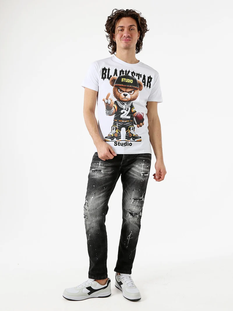Jeans skinny da uomo con strappi - nero