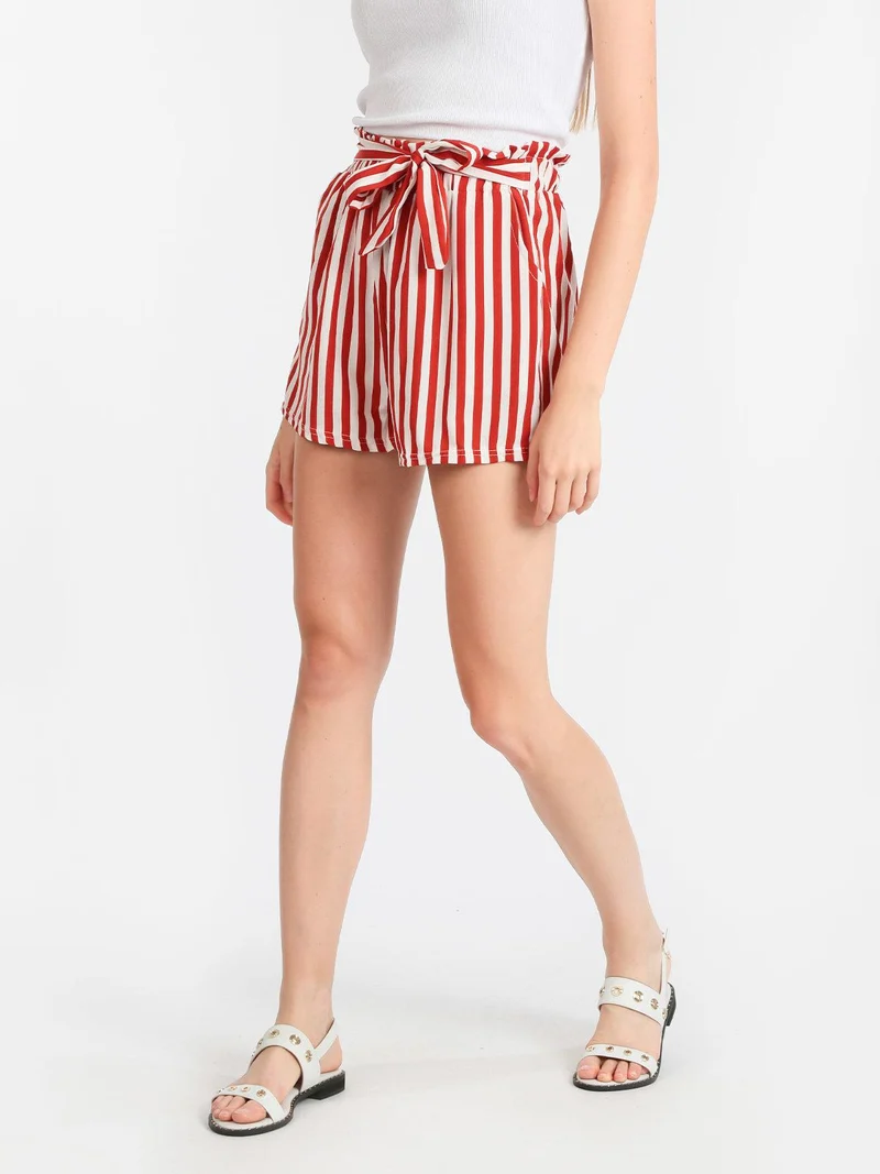 Shorts donna a righe verticali - arancione
