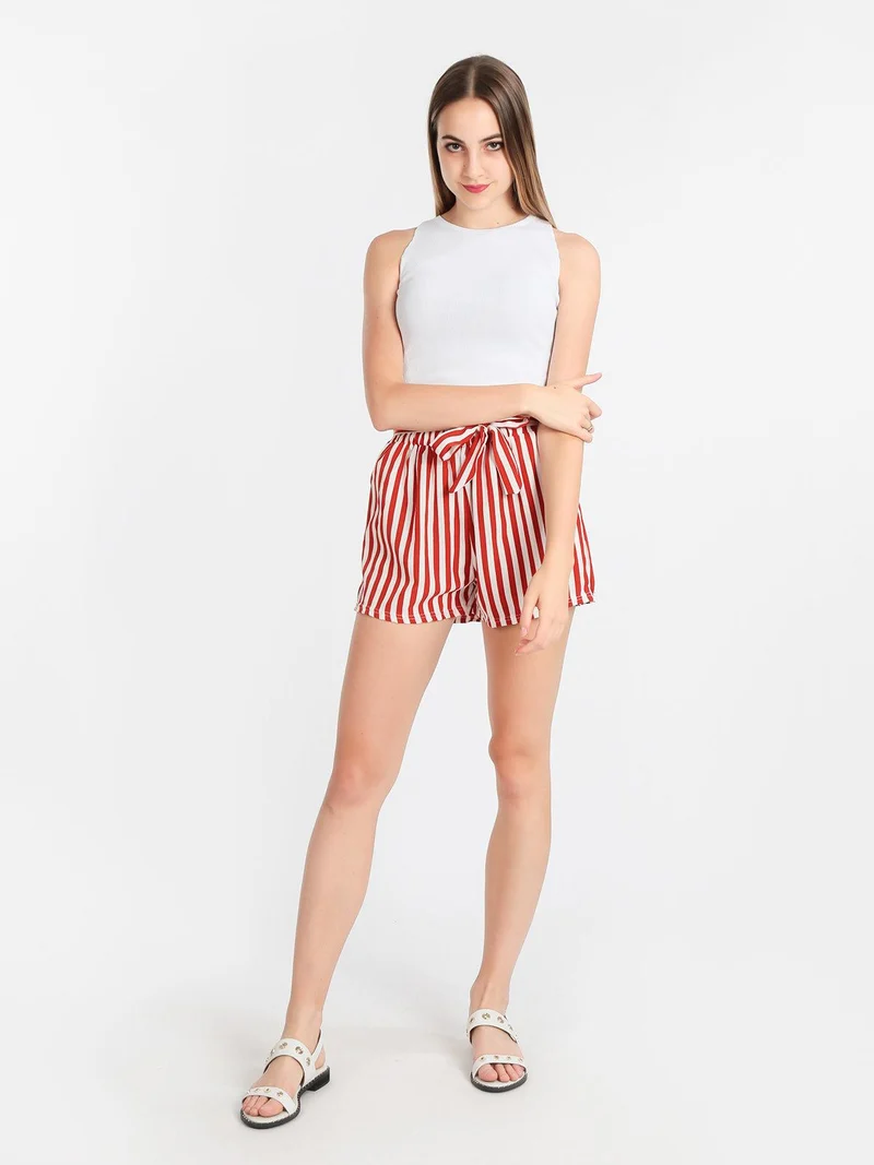 Shorts donna a righe verticali - arancione