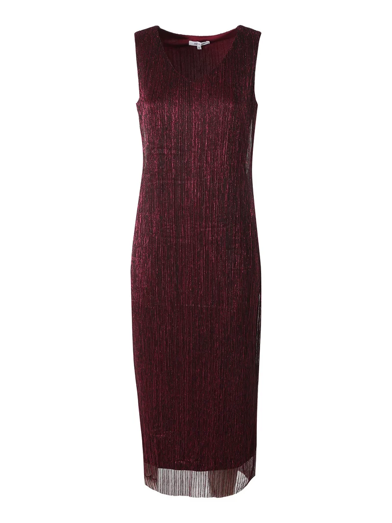 Abito lungo da donna in lurex senza maniche - bordeaux