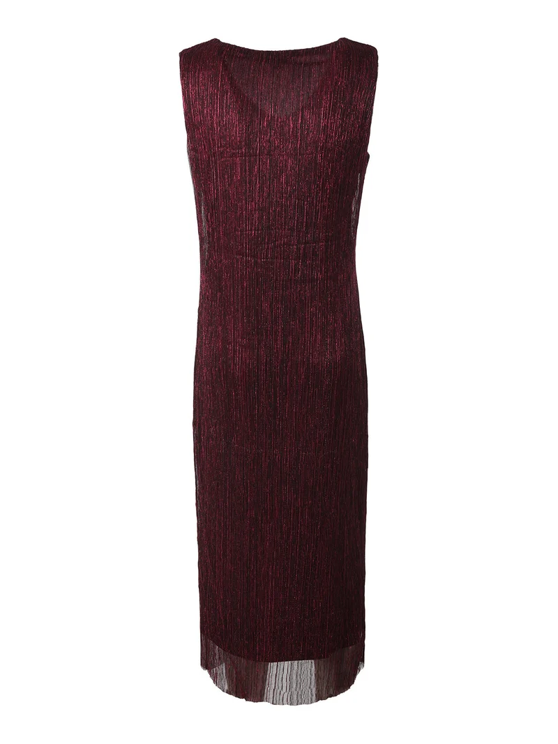 Abito lungo da donna in lurex senza maniche - bordeaux