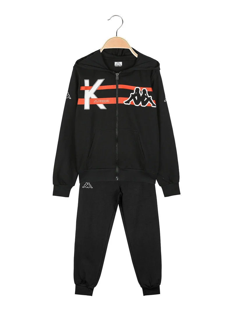 Completo tuta da ragazzo 2 pezzi con cappuccio e zip - nero