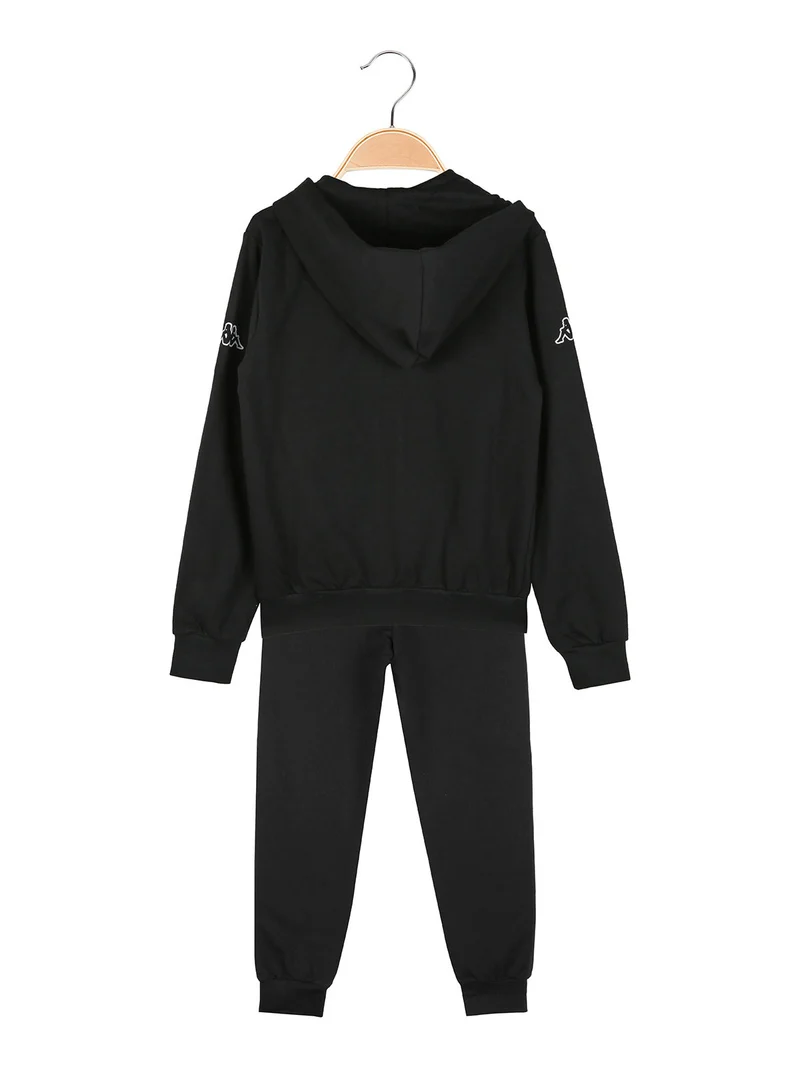 Completo tuta da ragazzo 2 pezzi con cappuccio e zip - nero
