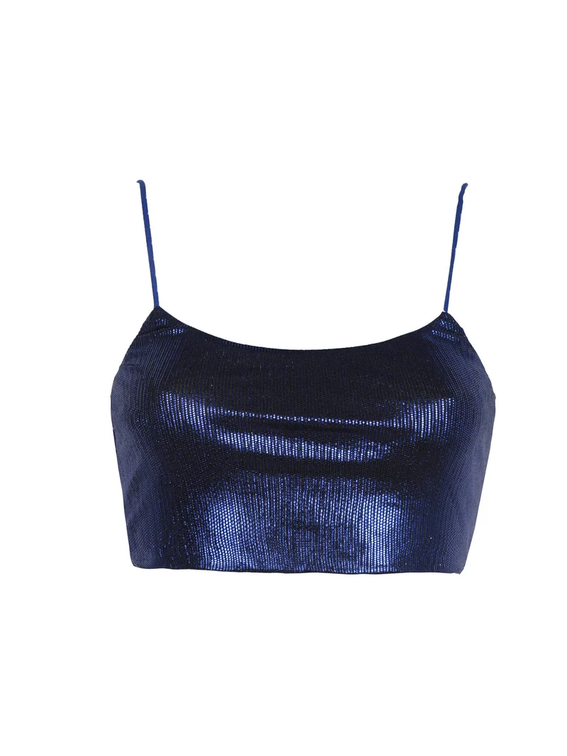 Top corto donna con lurex - blu