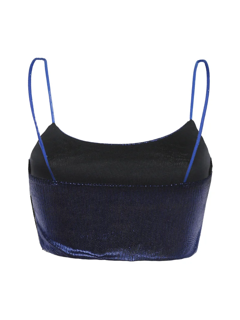 Top corto donna con lurex - blu