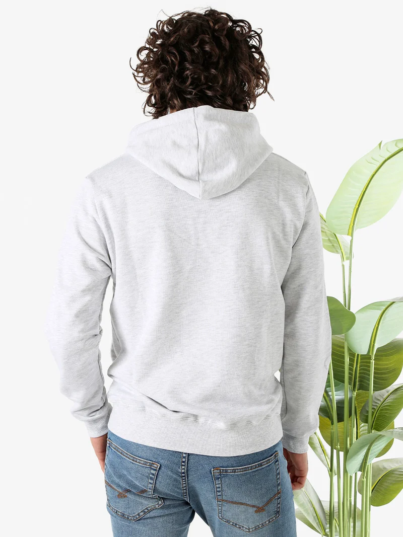 Felpa da uomo in cotone con cappuccio e stampa scritta - grigio