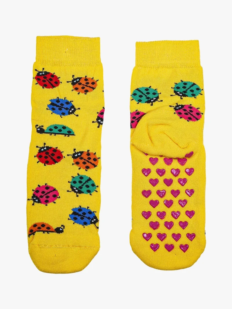 Confezione da 2 paia di calze antiscivolo da bambina - giallo
