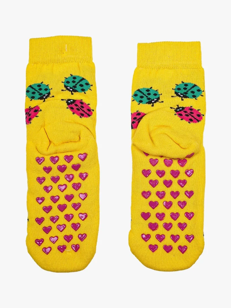 Confezione da 2 paia di calze antiscivolo da bambina - giallo