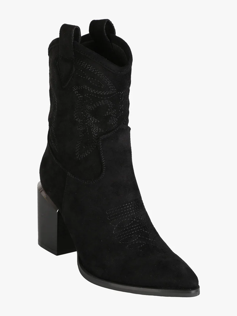 Stivaletti donna texani in tessuto scamosciato - nero