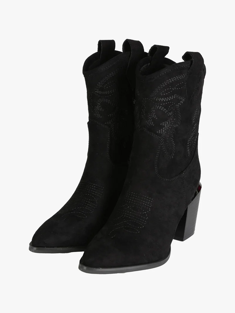 Stivaletti donna texani in tessuto scamosciato - nero
