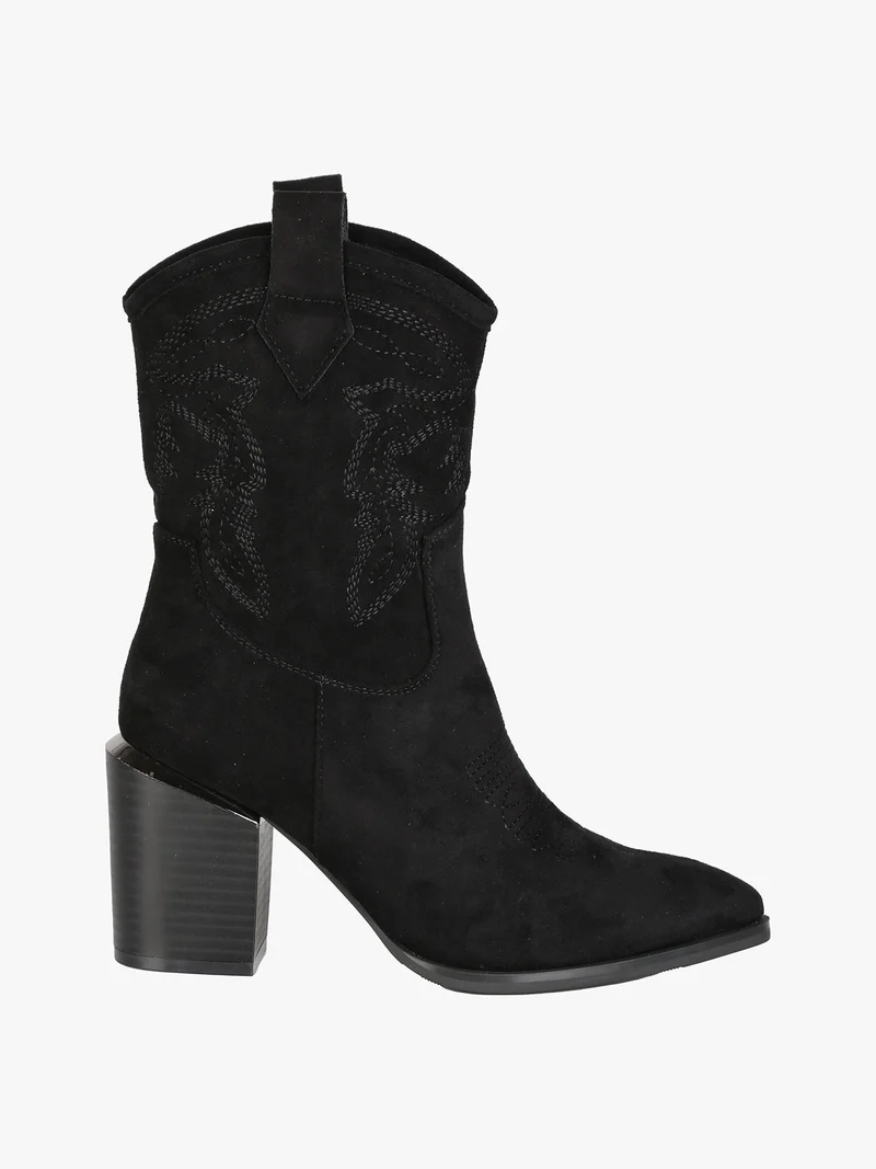 Stivaletti donna texani in tessuto scamosciato - nero