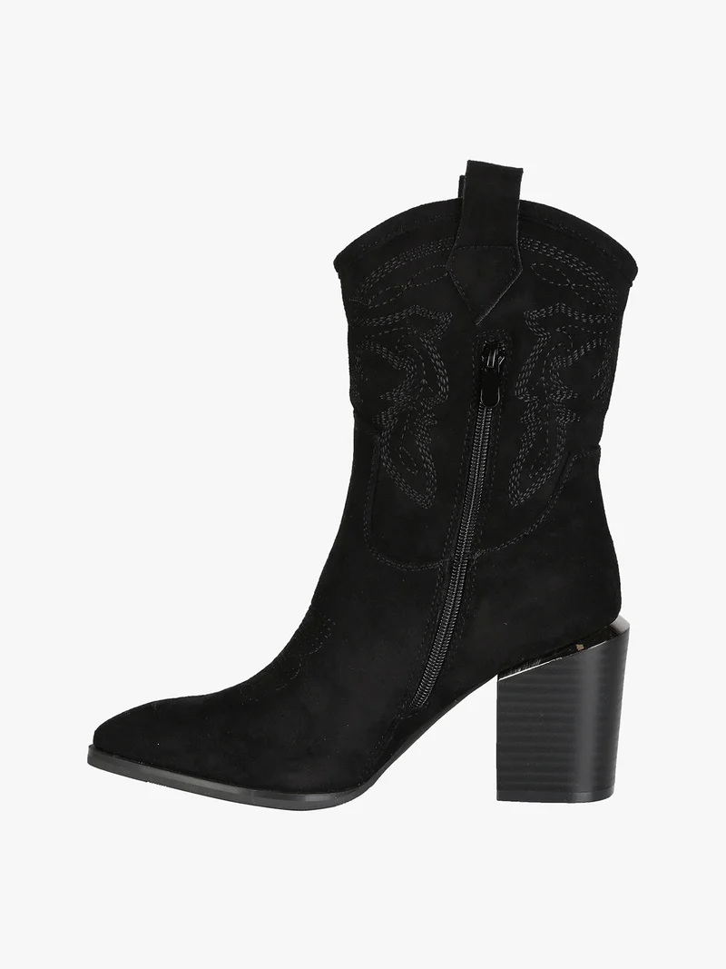 Stivaletti donna texani in tessuto scamosciato - nero