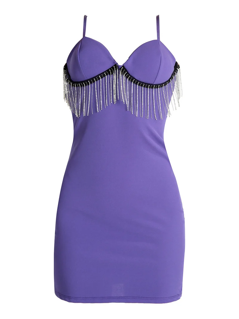 Abito donna con strass - viola