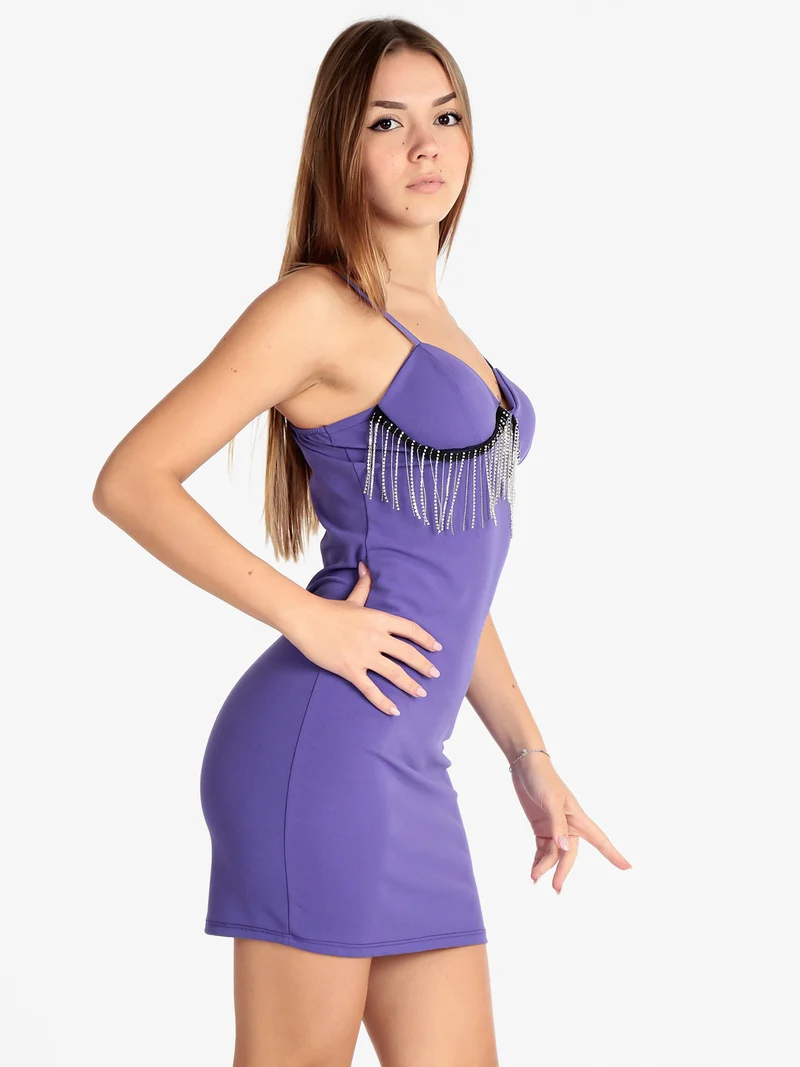 Abito donna con strass - viola