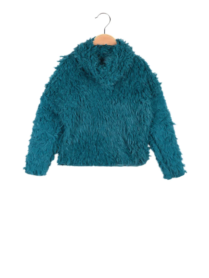 Maglione da bambina in ecopelliccia - blu