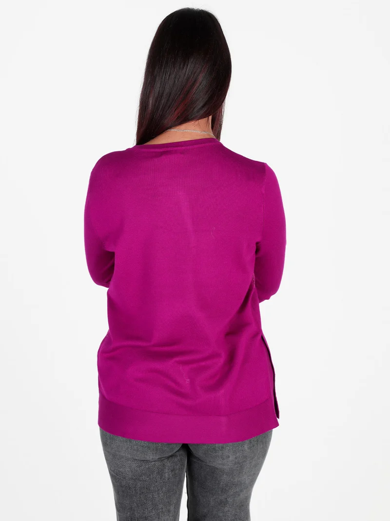 Pullover donna a scacchi in lurex - fucsia