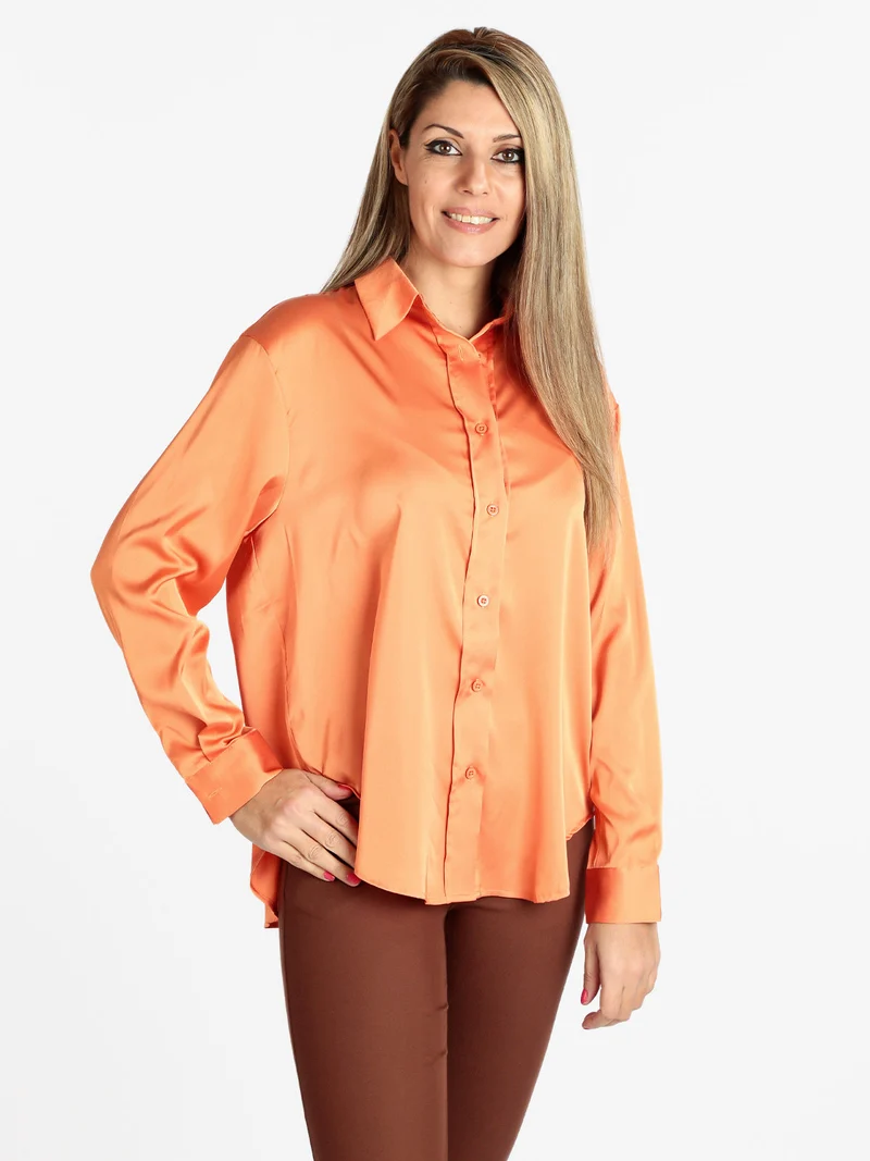 Camicia donna in raso - arancione