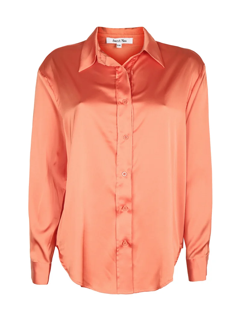 Camicia donna in raso - arancione