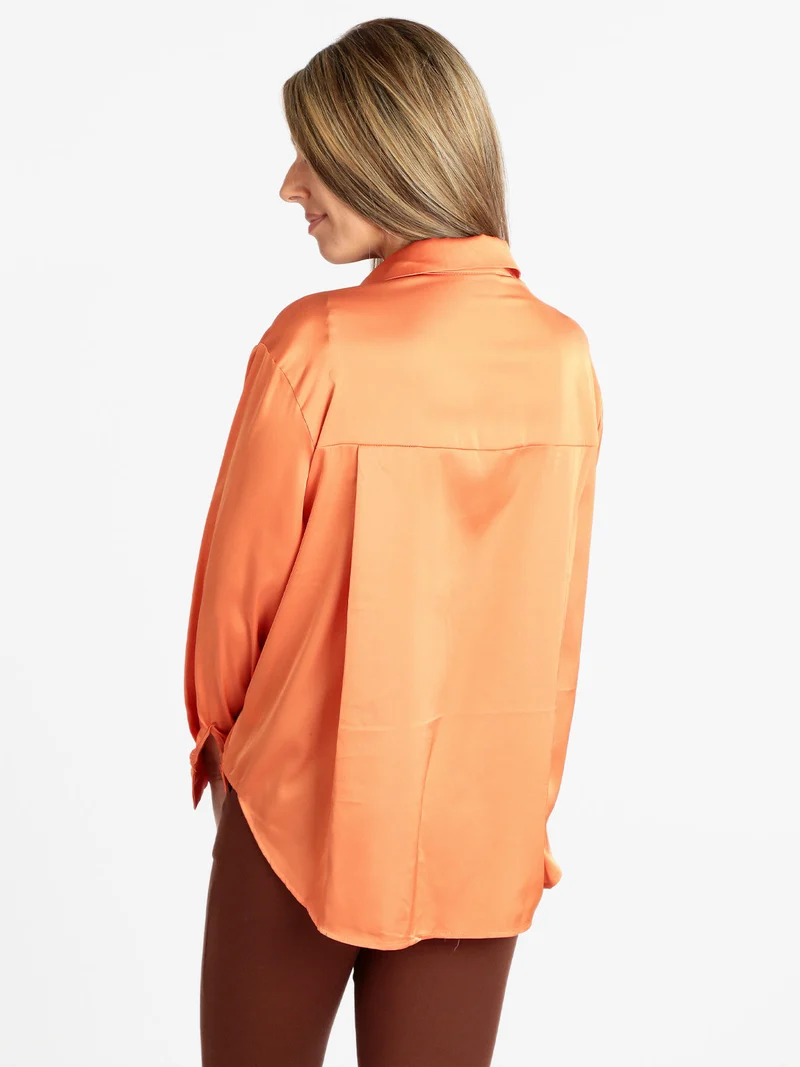 Camicia donna in raso - arancione