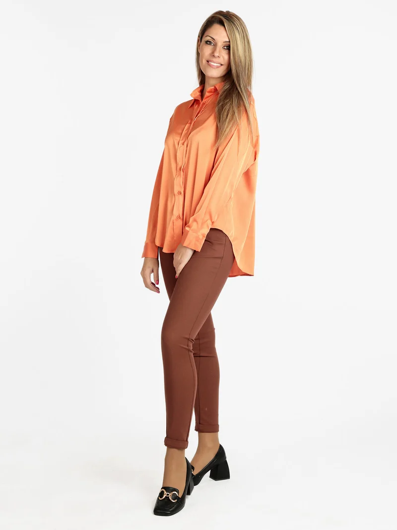 Camicia donna in raso - arancione