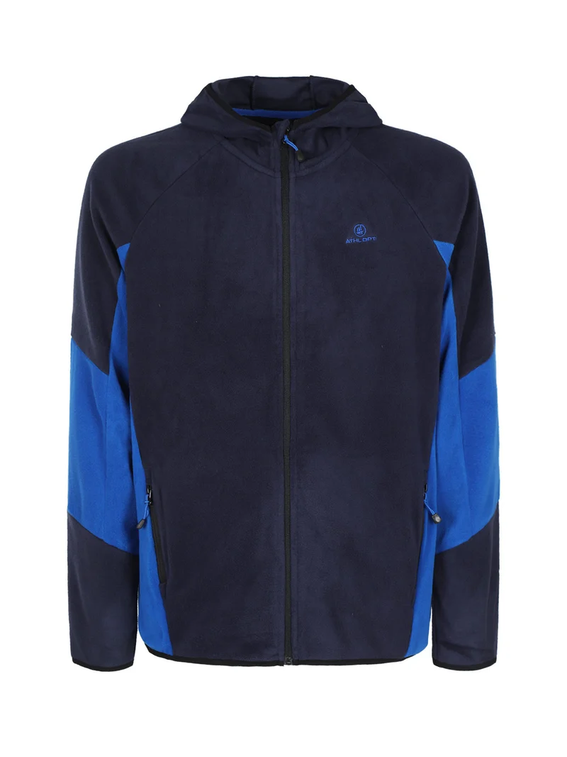 Felpa in micropile con cappuccio da uomo - blu scuro