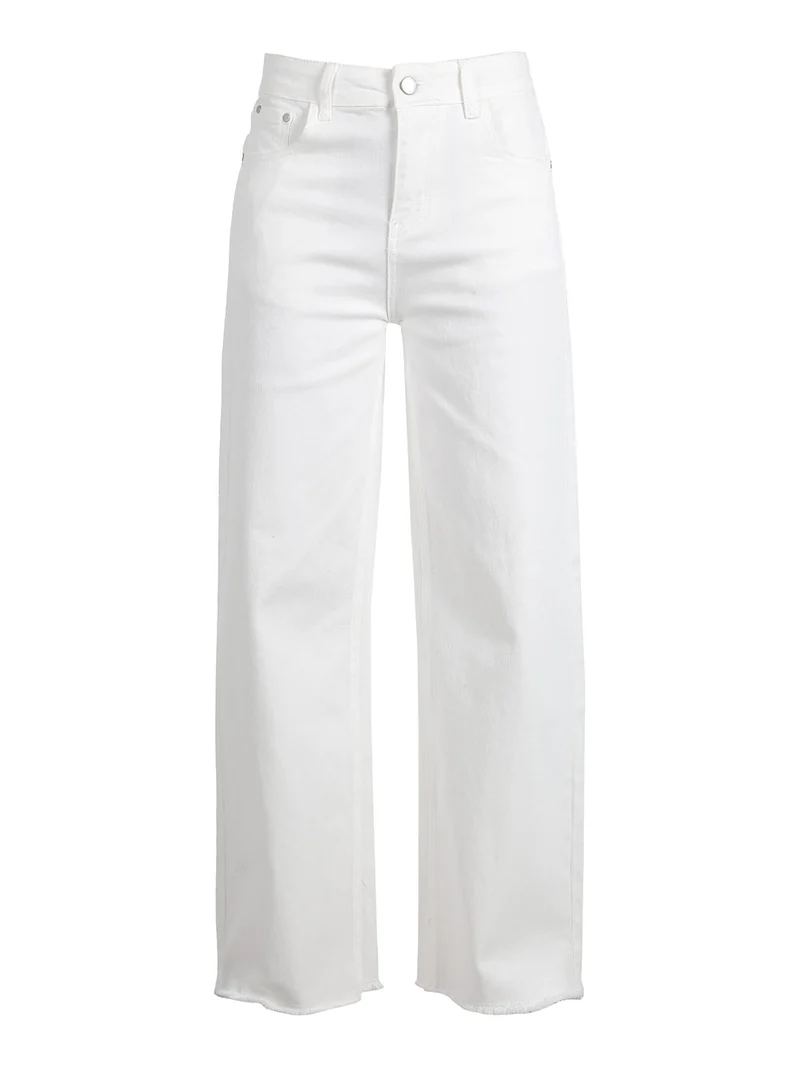 Jeans donna bianco wide leg con finale sfrangiato - bianco