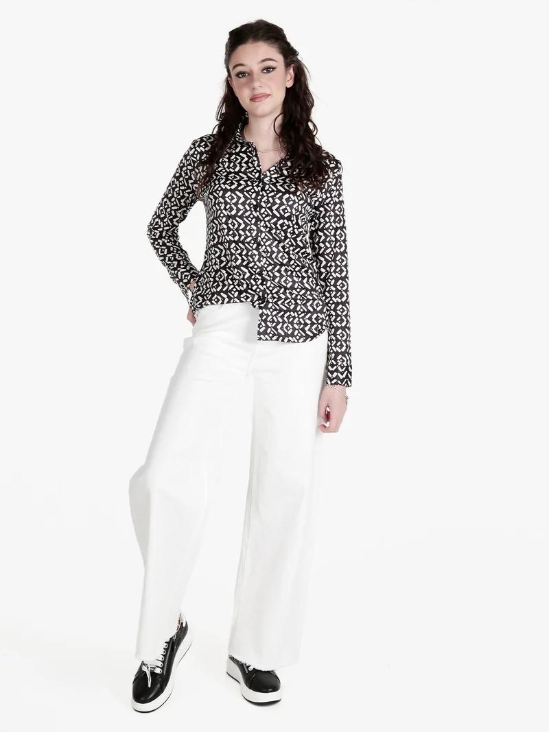 Jeans donna bianco wide leg con finale sfrangiato - bianco