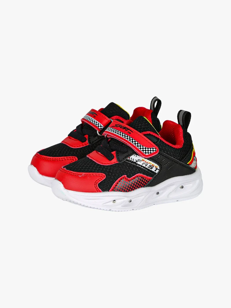 Sneakers da bambino con luci e cinturino a strappo - nero