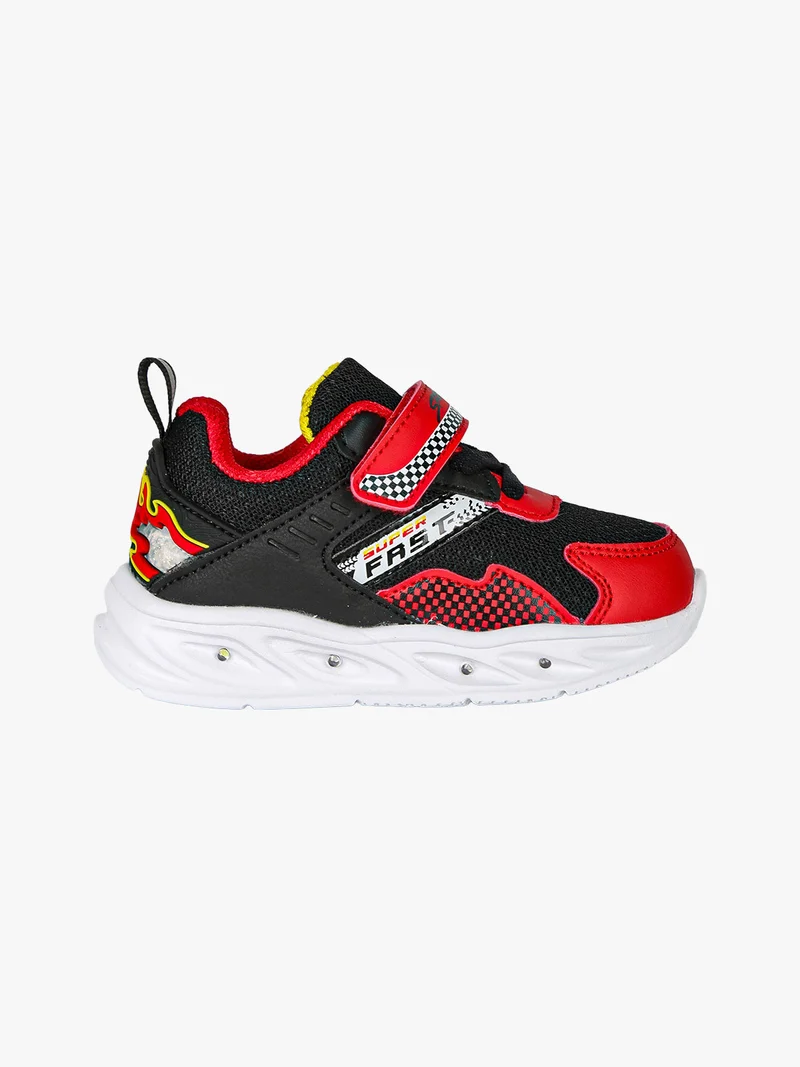 Sneakers da bambino con luci e cinturino a strappo - nero