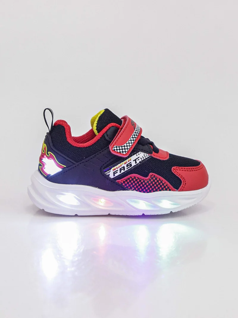 Sneakers da bambino con luci e cinturino a strappo - nero