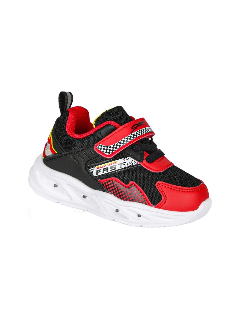 Sneakers da bambino con luci e cinturino a strappo - nero