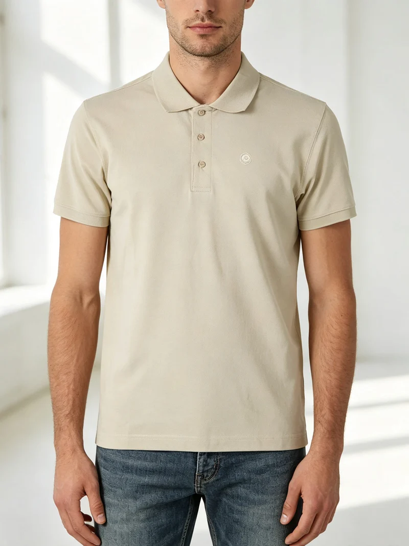Polo da uomo in cotone a maniche corte - naturale