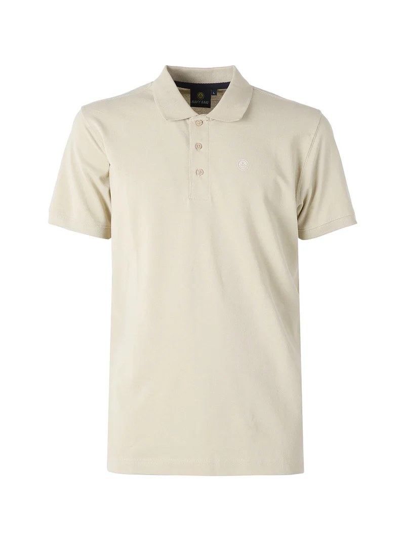 Polo da uomo in cotone a maniche corte - naturale