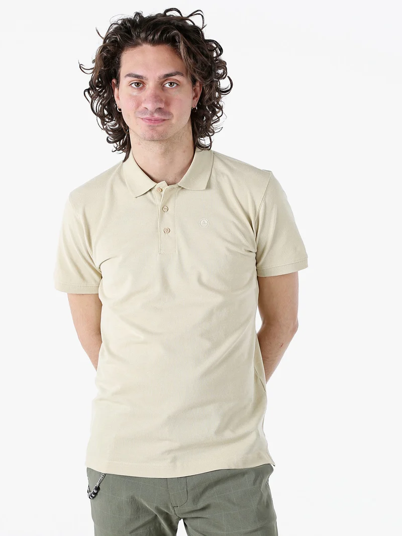Polo da uomo in cotone a maniche corte - naturale