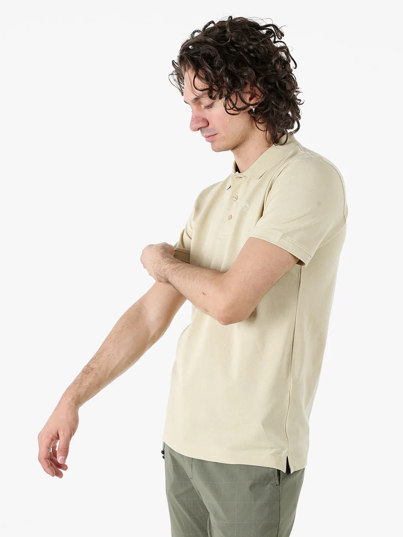Polo da uomo in cotone a maniche corte - naturale